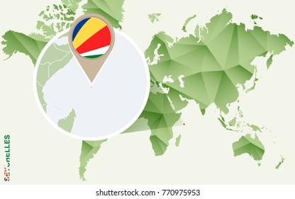 Infographic for Seychelles, detailed map of Seychelles with flag. Vector Info graphic green map.