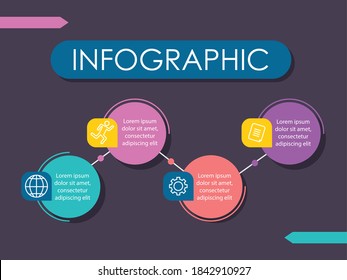 infographic shape round with four options or steps for presentation vector illustration