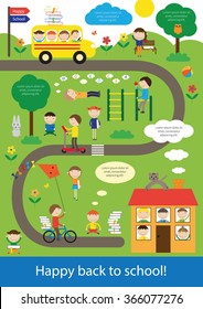 Infographic show happy kids back to school.