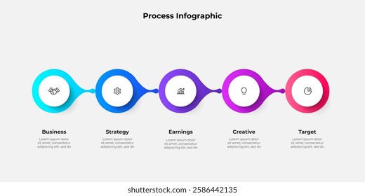 Infographic showcasing 5 distinct stages, representing business processes and strategies, perfect for presentations and educational tools emphasizing clarity in data and planning