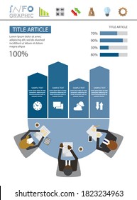 Infografía que muestra estadísticas de negocios, Ilustración vectorial en estilo plano