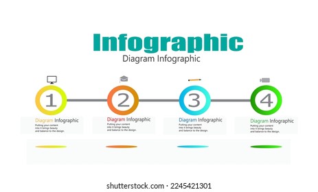 Infographic showing sequence of work steps. Format. Vector