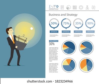 Infographic showing statistics of success, Vector illustration in flat style