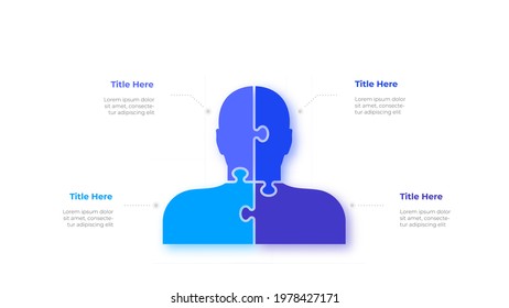 Infographic silhouette puzzle design template. Modern vector illustration. Concept of 4 steps or options of business process.