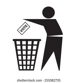 Info-graphic Silhouette Throwing His Vote In The Garbage