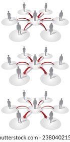 Infographic with silhouettes of people and arrows Vector illustration