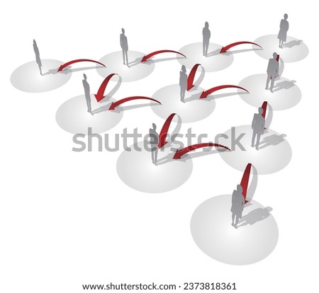 Infographic with silhouettes of people and diffused arrows Diagonal Vector Illustration