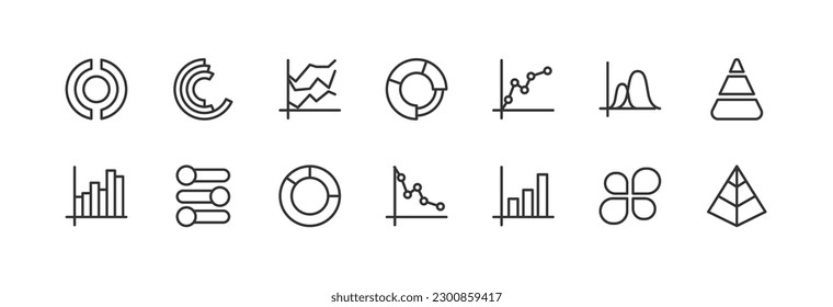 infographic simple icon set. Outline editable stroke. Pixel perfect 24x24px. Isolated on a white background
