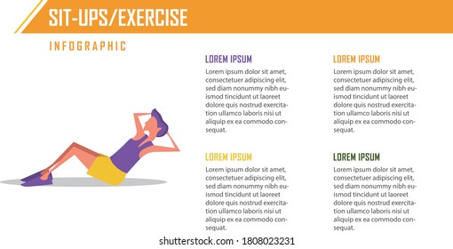 Infographic of Sit ups in gym vector