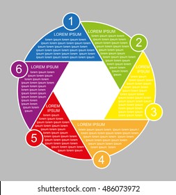 infographic six divisions panel. Vector Illustration.