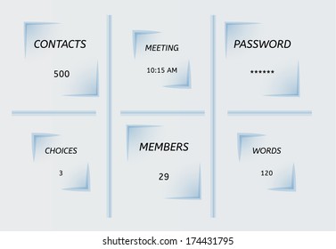 infographic with six separated boxes on blue background