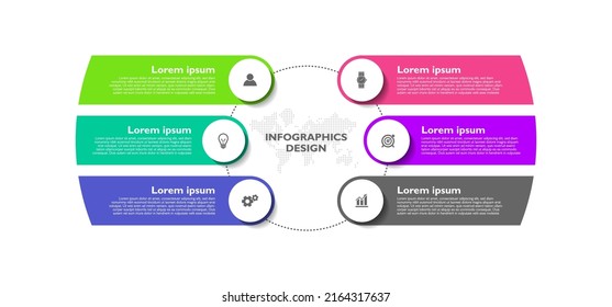 Infographic six step element colorful flat