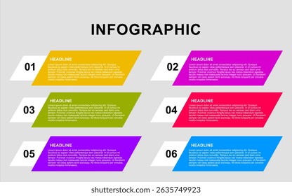 Infographic with six steps in a timeline.