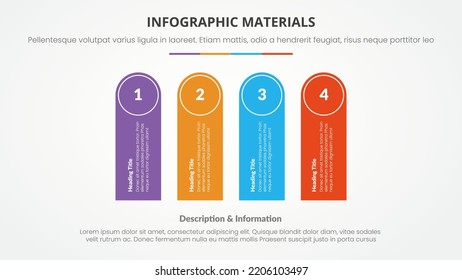 Infographic Slide Presentation Template With Modern Flat Style Color With 4 Point List And Rounded Rectangle Shape