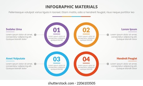 infographic slide presentation template with modern flat style color with 4 circle shape