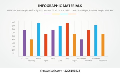 infographic slide presentation template with modern flat style color with bar chart