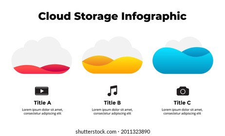 Infographic slide template for your presentation. Cloud service icons. Creative web concept. Internet technology. Storage free space usage. 