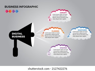 Infographic speaker shape templates for Business Vector Illustration with 4 options