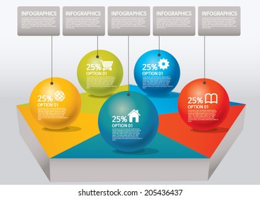  info-graphic - sphere style - percentage, pentagon