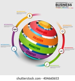 Infographic sphere vector design template. Can be used for workflow, world map, globe, timeline, diagram, global infographic, number options, design, infographic elements, information infographics.