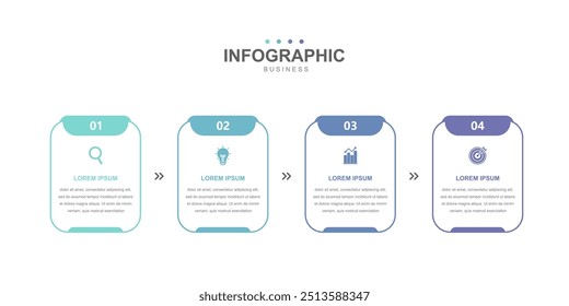 Infographic square design template. concept with 4 options of business simple, workflow layout, icons, diagram, report, web design. Creative, vector, illustration.