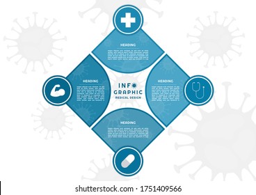Infographic square shape cutting design with icon for medical style coronavirus concept. vector illustration.