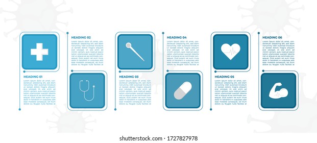 Infographic square shape design for medical concept coronavirus treatment procedures. vector illustration.