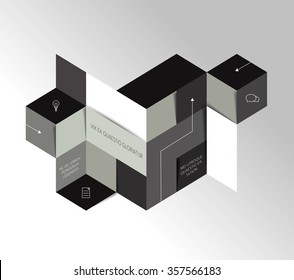 Infographic square tab, chart. Polygonal design.