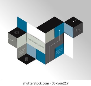 Infographic square tab, chart. Polygonal design.