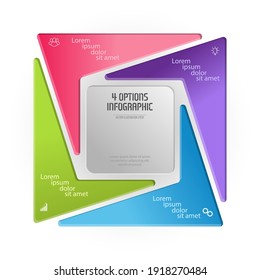Infographic square. The triangle diagram is divided into 4 parts.
Business strategy, project development schedule, or training stages. Flat design.