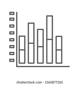 Infographic stacked column line black icon. Record keeping concept. Visual comparison of data. Sign for web page, mobile app, button, logo. Vector isolated element. Editable stroke.