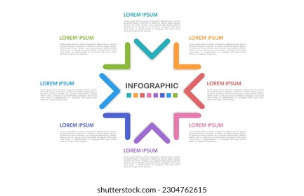 Infographic star design template 8 options. Vector illustration.
