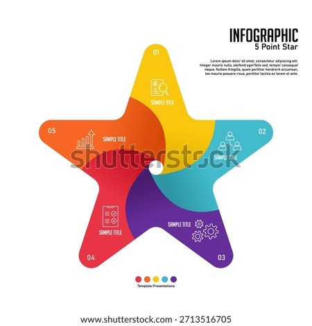 Infographic with star shape and presentation for 5 steps, suitable for your company's business presentation template. vector eps