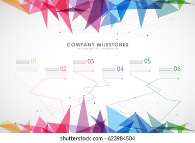 Infographic startup milestones timeline vector template.