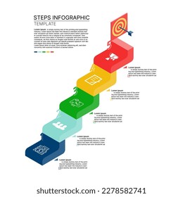 Infographic step 5 process, Chart flow timeline 5 number options steps.