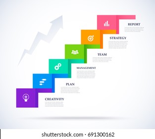 Infographic Step Up Of Business Successful Concept. Vector Illustration.