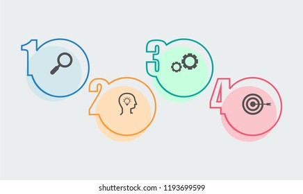 Infographic step elements isolated on gray background. Modern infographic step elements for web site, brochure, label, poster, placard, and banner. Creative business concept, vector illustration