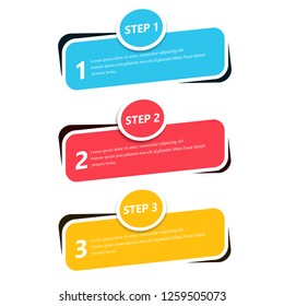 Infographic step elements isolated on white background. Modern flat infographic step elements for web site, brochure, label, poster, placard, and banner. Creative business concept, vector illustration
