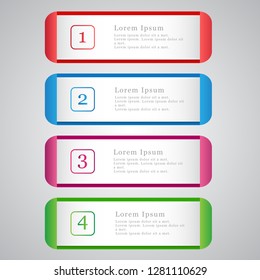 Infographic step elements isolated on gray background. Modern infographic step elements for web site, startup concept, brochure, label, poster, placard and banner. Layout template, vector illustration