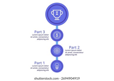Infographic of step-by-step process for achieving success in business. Finance, strategy, and innovation concept