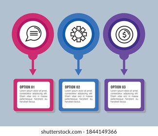 infographic steps bubble gear and coin design, Data analysis and information theme Vector illustration