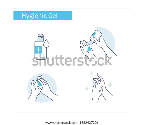手に衛生的なゲルを適切に使う方法をインフォグラフィックで説明します 消毒剤で手を洗う ウイルス 細菌 感染の予防 衛生のコンセプト 平らなカートーンのベクターイラスト のベクター画像素材 ロイヤリティフリー