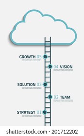 Infographic steps illustration with cloud and stairs. Eps10 vector