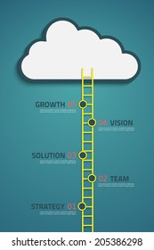 Infographic steps illustration with cloud and stairs. Eps10 vector