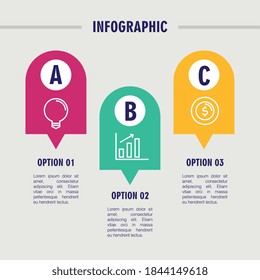 infographic steps light bulb bars chart and coin design, Data analysis and information theme Vector illustration