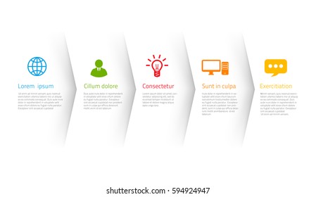 Infographic style colored menu or arrows option, vector on white background