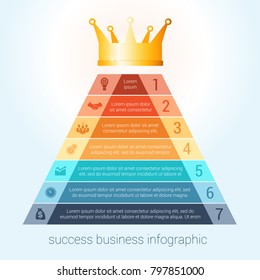 Infographic success business modern template for 7 steps, processes, options, parts, presentations.