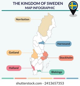Infographic of Sweden map. Infographic map