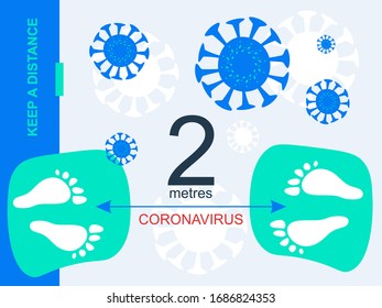 Infographic, symbol modern template sign reminding the importance of keeping the 2 metres distance between people to protect from Corona Virus 2020 or Covid-19. Stock vector illustration.