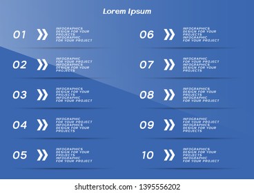Infographic table or web banner design with numbered steps. Vector illustration